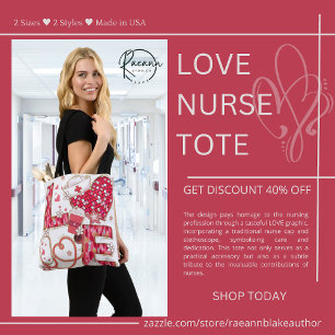 Bolsa Tote Sacola Estilo Bordado Crochê Enfermeira Amorosa