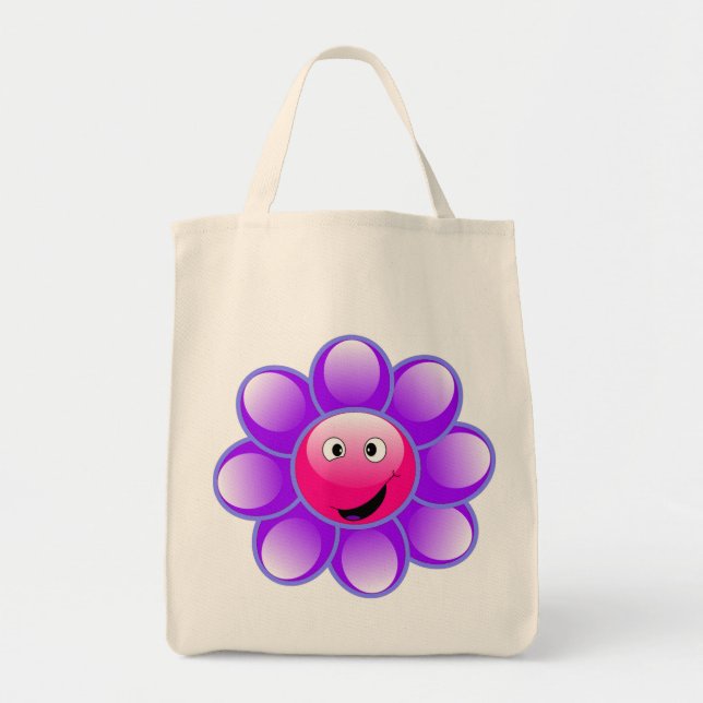 Bolsa Tote Sacola feliz da flor da cara (Frente)