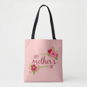 Bolsa Tote Sacola feliz floral elegante do dia das mães  