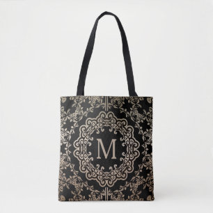 Bolsa Tote Sacola filigrana Dourado do motivo do monograma