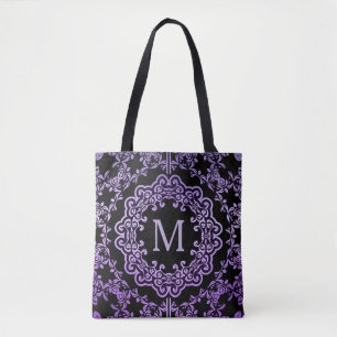 Bolsa Tote Sacola filigrana roxa do motivo do monograma
