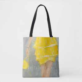 Bolsa Tote "Sacola flirty da menina do vestido amarelo"