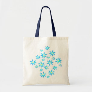 Bolsa Tote Sacola floral azul do divertimento