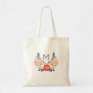 Bolsa Tote Sacola floral bonita - inicial do monograma