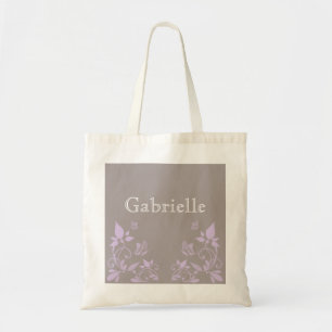 Bolsa Tote Sacola floral da borboleta do Lilac