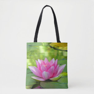 Bolsa Tote Sacola floral da flor cor-de-rosa do lírio de ág
