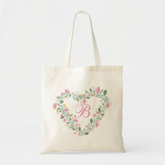 Bolsa Tote Sacola floral da grinalda do AMOR rústico retro do