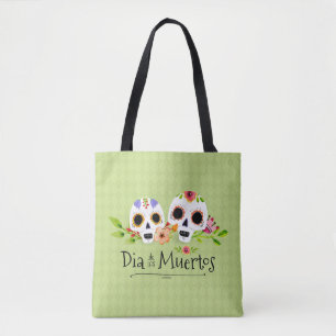Bolsa Tote Sacola floral de Crânio Diâmetro de Muertos   do