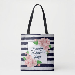 Bolsa Tote Sacola floral do quadro do dia das mães feliz