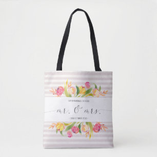 Bolsa Tote Sacola floral elegante do Sr. & da Sra. Casamento