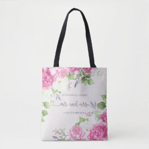 Bolsa Tote Sacola floral elegante do Sr. & da Sra. Casamento