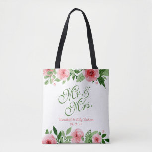 Bolsa Tote Sacola floral personalizada bonita do casamento