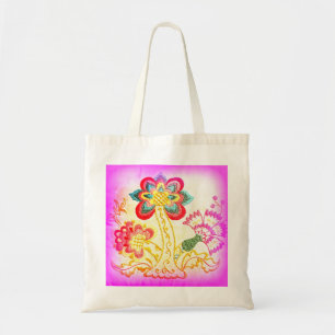 Bolsa Tote sacola groovy da palmeira do rosa do hippie