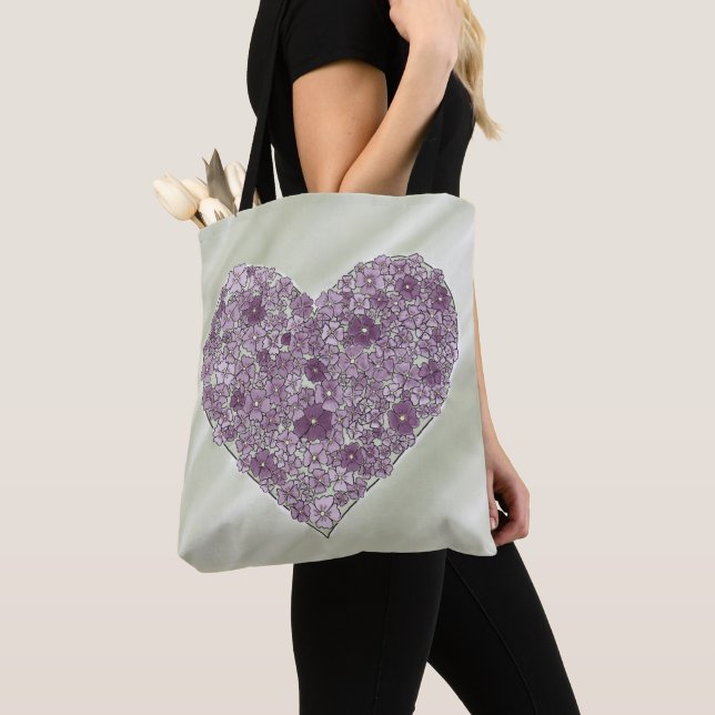 Bolsa Tote Sacola Heart of Flowers (Close Up)