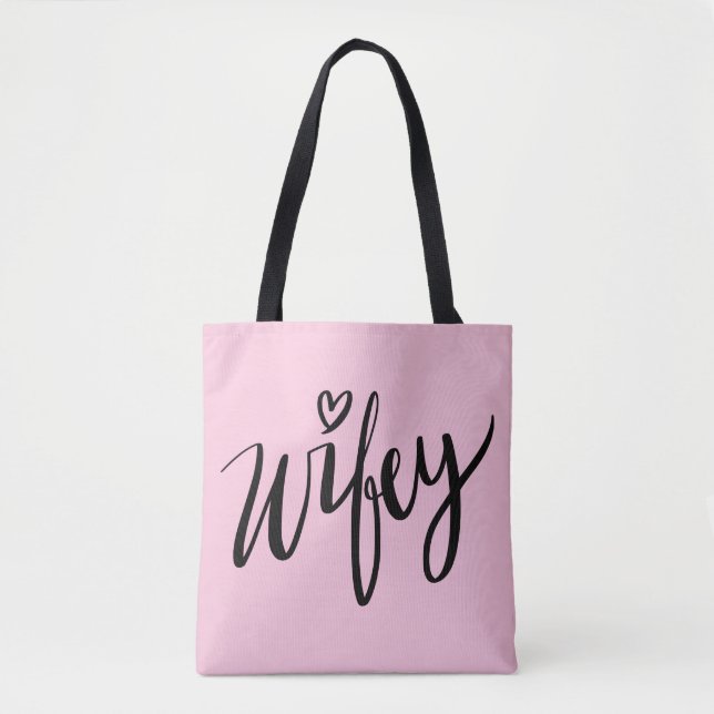Bolsa Tote Sacola indicada por letras da mão bonito WIFEY (Frente)