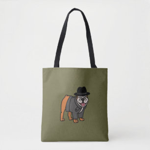 Bolsa Tote Sacola inglesa engraçada do detetive do buldogue