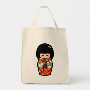 Bolsa Tote Sacola japonesa (vermelha) da boneca de Kawaii