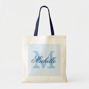 Bolsa Tote Sacola leve do casamento do monograma do pastel &