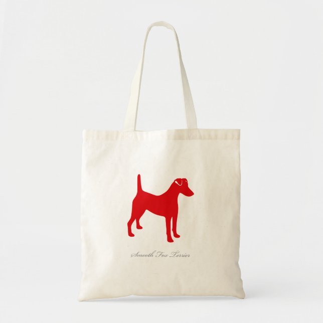 Bolsa Tote Sacola lisa do Fox Terrier (silhueta vermelha) (Frente)
