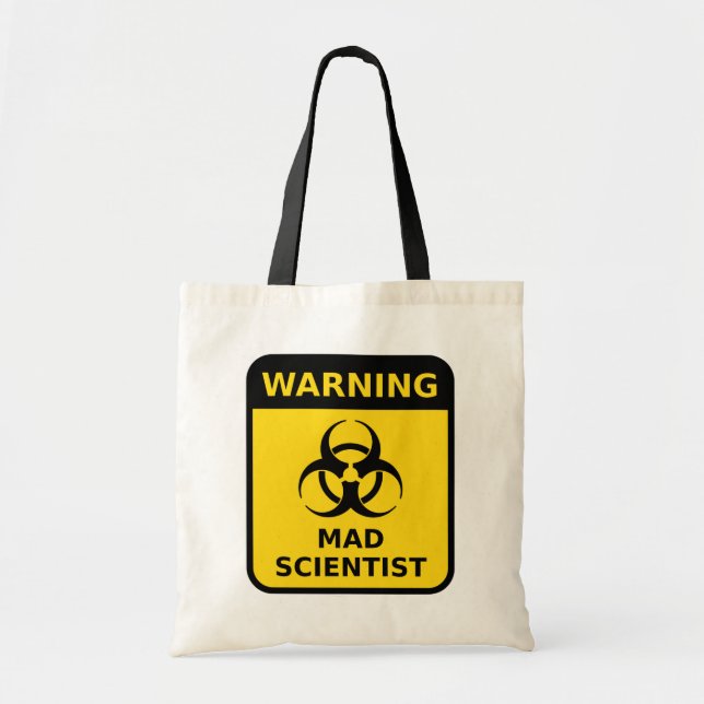 Bolsa Tote Sacola louca do sinal de aviso do cientista (Frente)