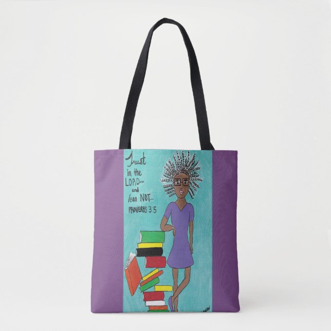 Bolsa Tote Sacola magra preta da nota (roxa) (Frente)