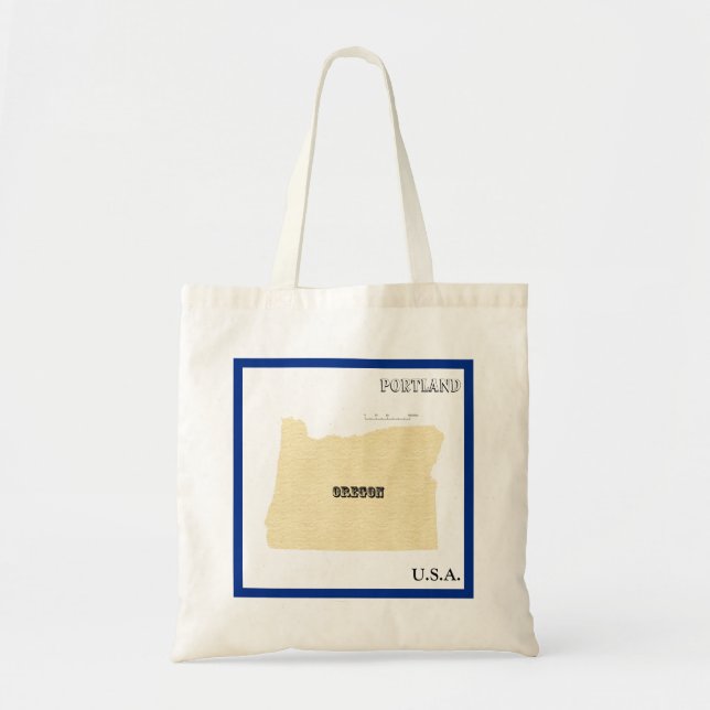 Bolsa Tote Sacola - Mapa de Oregon com Cidade (Frente)