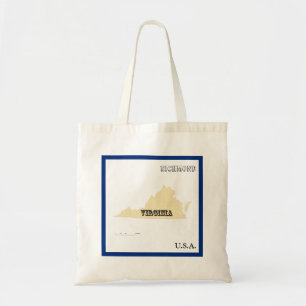 Bolsa Tote Sacola - Mapa do Estado da Virgínia com Cidade