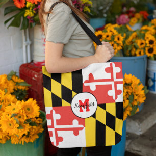Bolsa Tote Sacola Monogrammed da bandeira de Maryland
