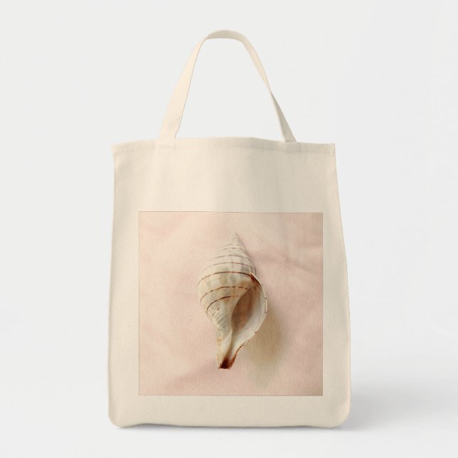 Bolsa Tote Sacola orgânica do Seashell cor-de-rosa bonito (Frente)