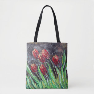 Bolsa Tote Sacola original da flor da arte das tulipas