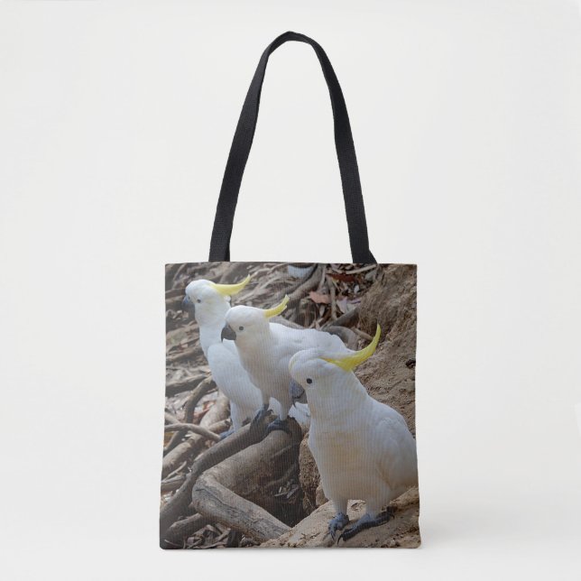 Bolsa Tote Sacola - os três Cockatoos (Frente)