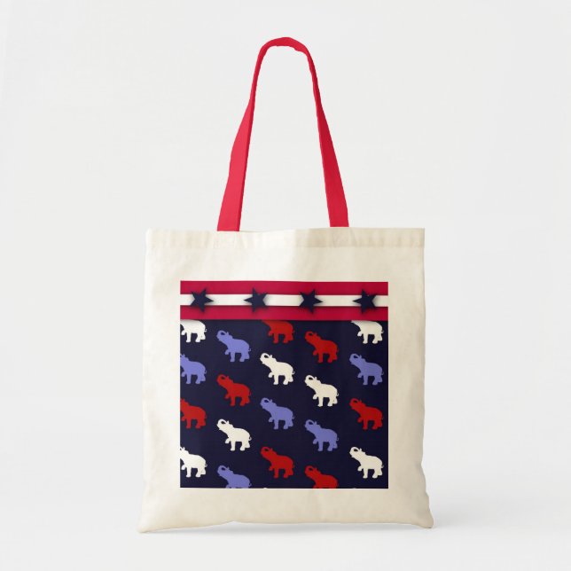 Bolsa Tote Sacola patriótica dos elefantes (Frente)