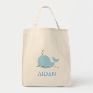 Bolsa Tote Sacola pequena do mantimento da baleia azul -