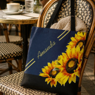 Bolsa Tote Sacola personalizada bonita do girassol