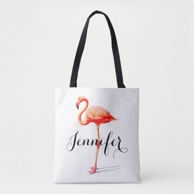 Bolsa Tote Sacola personalizada do flamingo das mulheres (Frente)