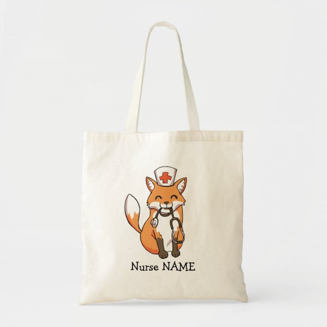 Bolsa Tote Sacola personalizada do Fox da enfermeira desenho (Frente)