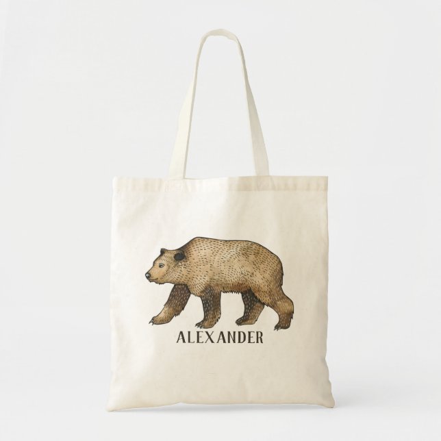 Bolsa Tote Sacola personalizada do urso de Brown (Frente)