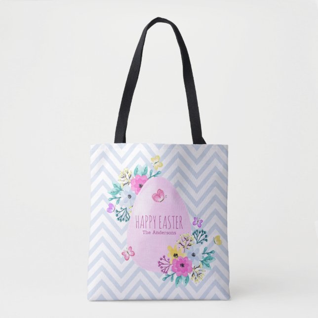 Bolsa Tote Sacola personalizada elegante do felz pascoa | (Frente)