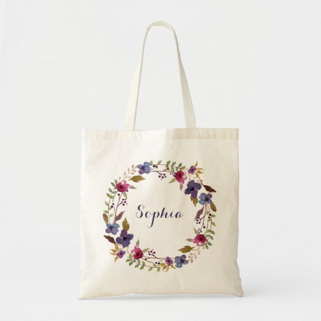 Bolsa Tote Sacola personalizada floral (Frente)