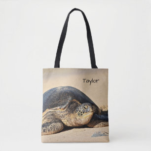 Bolsa Tote Sacola personalizada havaiana da tartaruga de mar