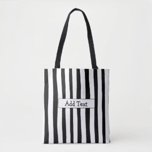 Bolsa Tote Sacola personalizada listrada preto e branco