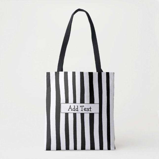 Bolsa Tote Sacola personalizada listrada preto e branco (Frente)