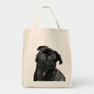 Bolsa Tote Sacola preta bonito da compra do Pug