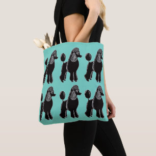 Bolsa Tote Sacola preta da cerceta de turquesa das caniches