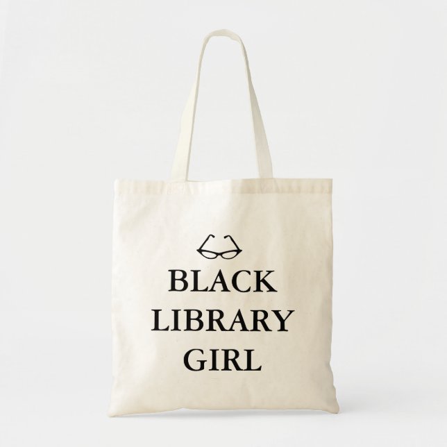 Bolsa Tote Sacola preta da menina da biblioteca (Frente)