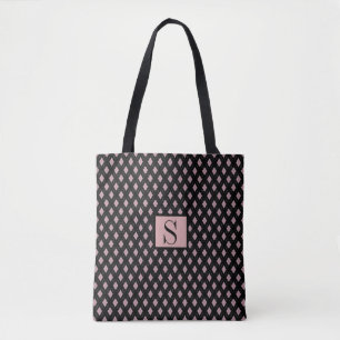 Bolsa Tote Sacola preta e cor-de-rosa do monograma do teste