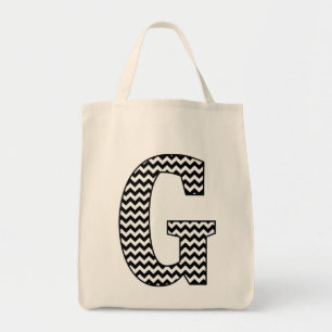 Bolsa Tote Sacola preto e branco do monograma da viga "G"