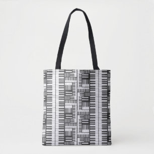 Bolsa Tote Sacola preto e branco do teste padrão do piano