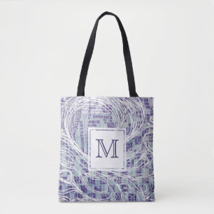 Bolsa Tote Sacola redemoinho azul & roxo de do monograma