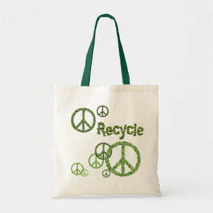 Bolsa Tote Sacola reusável do sinal de paz do reciclar